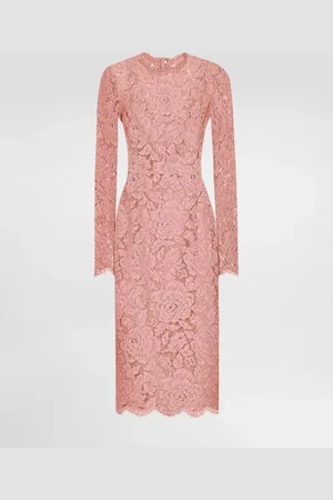 Dolce & Gabbana Abito Longuette A Tubino In Pizzo Cordonetto Floreale Logato - Donna Abiti 36
