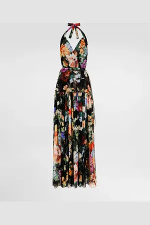 Dolce & Gabbana Abito Lungo In Chiffon Bouquet Fiori - Donna Abiti 40