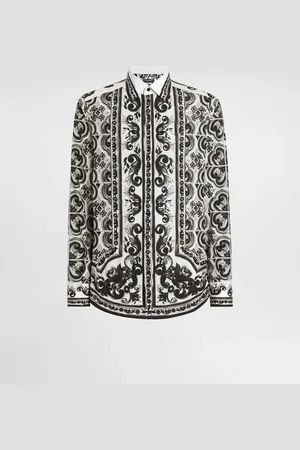 Dolce & Gabbana Camicia Martini In Popeline Stampa Maiolica - Uomo Camicie 40