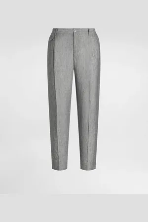 Dolce & Gabbana Pantaloni In Tela Di Lino Delavé - Uomo Pantaloni E Shorts Grigio 44