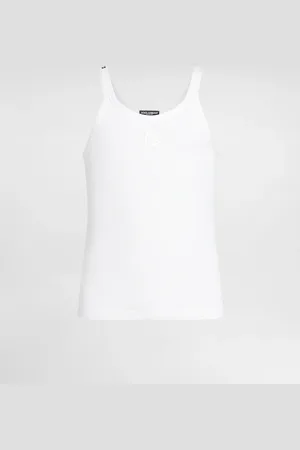 Dolce & Gabbana Canotta In Cotone Con Ricamo - Uomo T-shirts E Polo Bianco 44