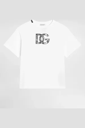 Dolce & Gabbana T-shirt Manica Corta Con Logo Dg Stampa Maiolica In Rilievo - Uomo T-shirts E Felpe Multicolore 2 Years