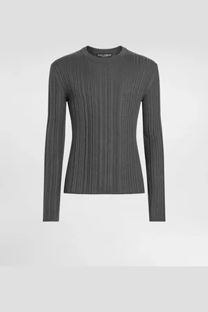 Dolce & Gabbana Pullover Girocollo In Seta - Uomo Maglieria Grigio 48