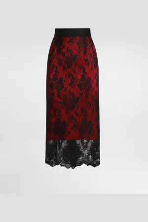 Dolce & Gabbana Gonna Longuette A Tubino In Pizzo Con Fodera A Contrasto - Donna Gonne 48