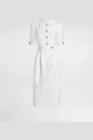 Dolce & Gabbana Abito In Jacquard Floreale - Donna Abiti Bianco 38