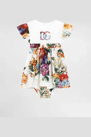 Dolce & Gabbana Abito In Jersey E Popeline Con Logo Dg - Donna Abiti Multicolore 3/6 Months