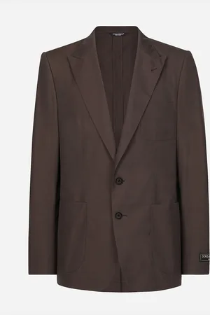 Dolce & Gabbana Giacca Portofino Monopetto In Popeline Di Cotone E Seta - Uomo Abiti E Giacche Marrone Cotone 48