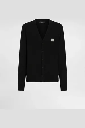 Dolce & Gabbana Cardigan In Lana E Cashmere Con Placca Logata - Uomo Maglieria Lana 48