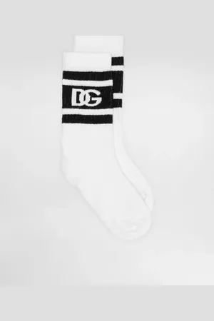 Dolce & Gabbana Calze In Maglia Elastica Dg Logo - Uomo Accessori Multicolore Cotone S