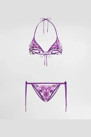 Dolce & Gabbana Bikini A Triangolo Stampa Maiolica - Donna Beachwear Tessuto 1
