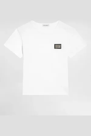 Dolce & Gabbana T-shirt In Jersey Con Placca Logo - Uomo T-shirts E Felpe Bianco Cotone 3 Years