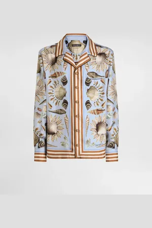 Dolce & Gabbana Camicia Vanity In Twill Di Seta Stampa Conchiglie - Uomo Collection 40