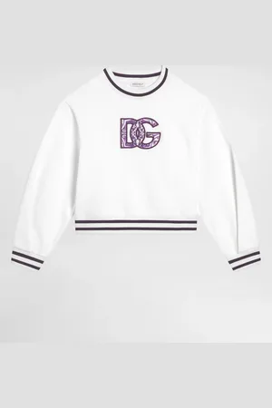 Dolce & Gabbana Felpa Girocollo Stampa Maiolica Con Ricamo Dg - Donna T-shirts E Felpe 2 Years