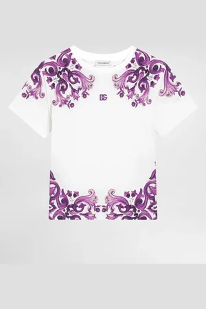 Dolce & Gabbana T-shirt Manica Corta In Jersey Stampa Maiolica - Donna T-shirts E Felpe 2 Years