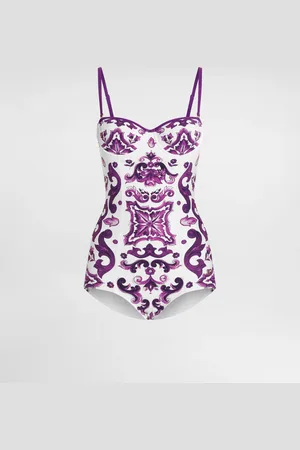 Dolce & Gabbana Costume Intero Balconcino Imbottito Stampa Maiolica - Donna Beachwear Tessuto 2