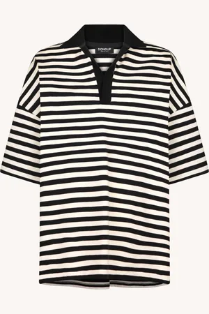 Dondup Polo scollo V over in jersey rigato