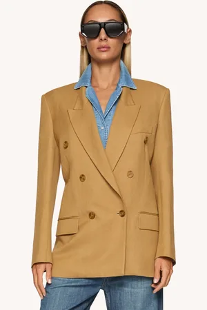 Dondup Blazer doppiopetto in twill di viscosa e lino