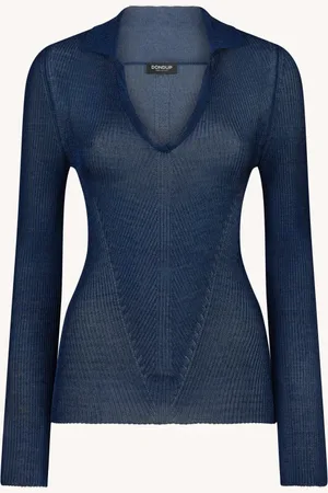 Dondup Polo scollo V slim in viscosa lurex