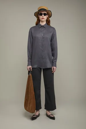 DOPPELGÄNGER Camicia donna con collo classico 100% lino