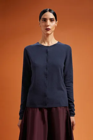 DOPPELGÄNGER Cardigan donna girocollo misto lana e cachemire regular fit