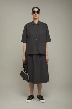 DOPPELGÄNGER Giacca donna 100% cotone con collo camicia fantasia microcheck regular fit
