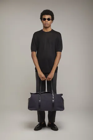 DOPPELGÄNGER Pantalone tecnico uomo con doppia pinces tessuto denim leggero comfort fit