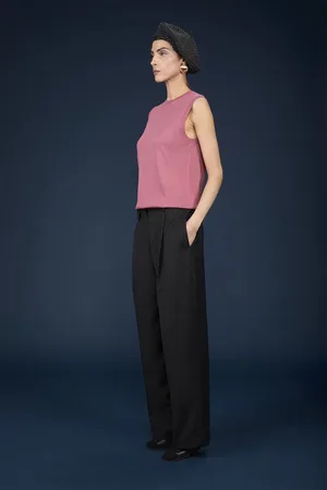 DOPPELGÄNGER Pantalone classico donna con gamba larga regular fit