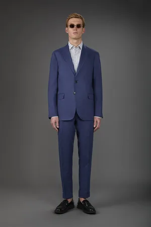 DOPPELGÄNGER Abito uomo monopetto con pantalone senza pinces, in 100% lino con effetto lavato