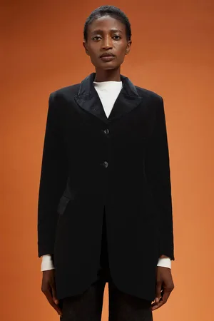 DOPPELGÄNGER Giacca donna in velluto liscio e bottoni gioiello slim fit