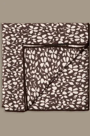 DOPPELGÄNGER Pochette floreale uomo misto lino blue o