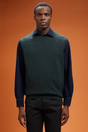 DOPPELGÄNGER Gilet uomo girocollo lana e cotone regular fit