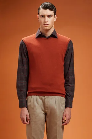 DOPPELGÄNGER Gilet uomo girocollo lana e cotone regular fit