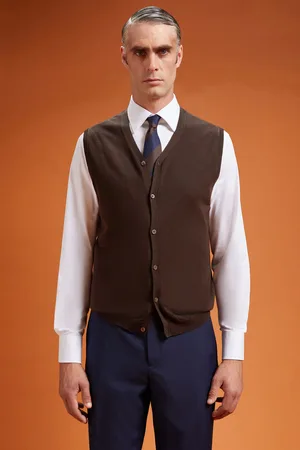 DOPPELGÄNGER Gilet uomo scollo a v 100% lana merino extrafine regular fit