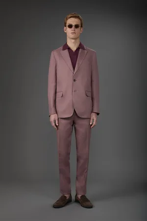 DOPPELGÄNGER Abito uomo monopetto con pantalone senza pinces, in 100% lino con effetto lavato