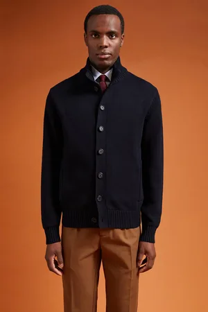DOPPELGÄNGER Cardigan uomo con collo alto 100% cotone regular fit