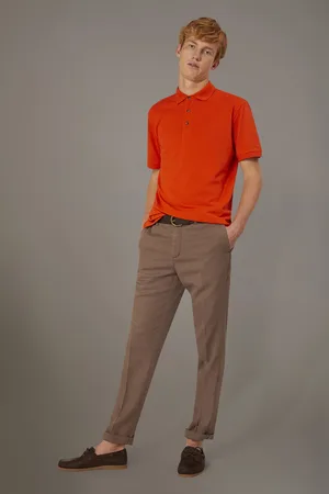 DOPPELGÄNGER Pantalone chino misto lino regular fit costruzione twill
