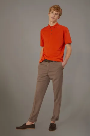 DOPPELGÄNGER Pantalone chino misto lino regular fit costruzione twill