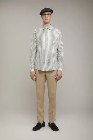 DOPPELGÄNGER Pantalone chino 100% lino regular fit