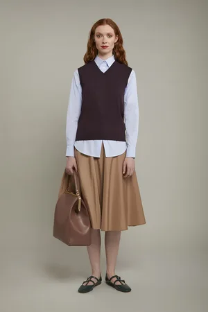 DOPPELGÄNGER Gilet donna scollo a v tinta unita regular fit