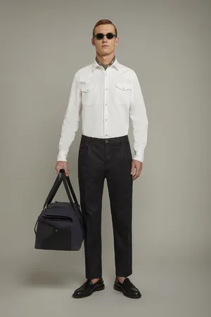 DOPPELGÄNGER Pantalone uomo con piccola pince tessuto in denim regular fit