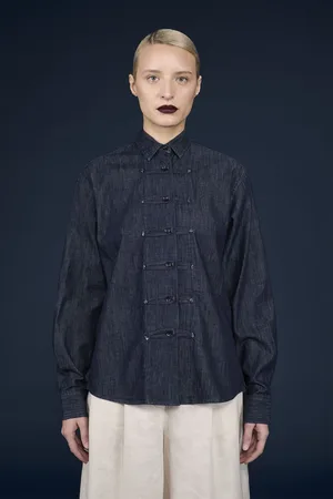 DOPPELGÄNGER Camicia donna casual 100% cotone denim regular fit