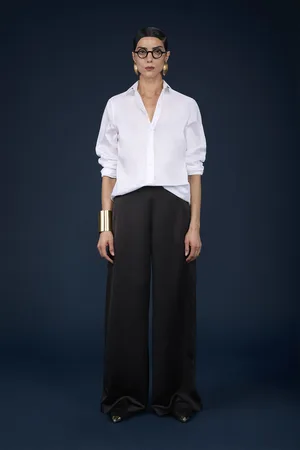 DOPPELGÄNGER Pantalone donna palazzo con cerniera sul fianco