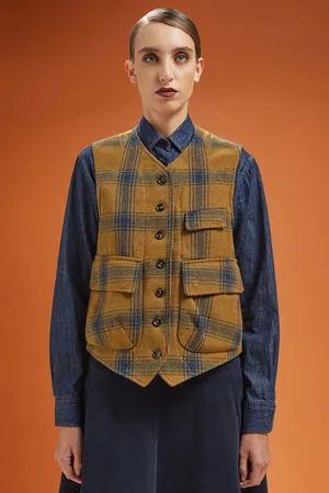 DOPPELGÄNGER Gilet donna monopetto Wool Blend a quadri regular fit