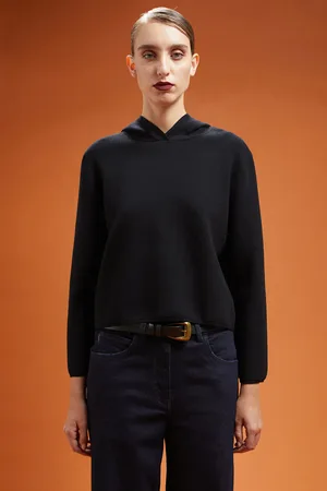 DOPPELGÄNGER Maglia donna tinta unita con cappuccio e logo ricamato regular fit