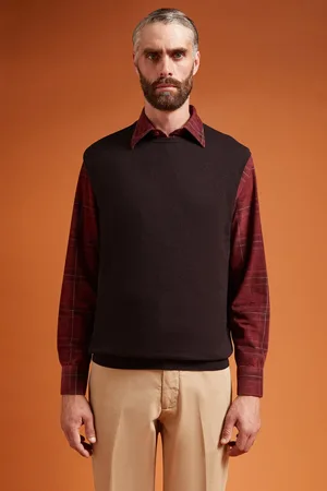 DOPPELGÄNGER Gilet uomo girocollo lana e cotone regular fit