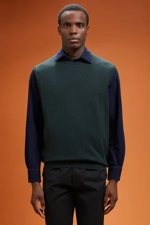 DOPPELGÄNGER Gilet uomo girocollo lana e cotone regular fit