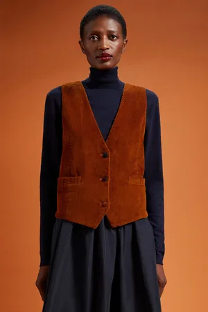 DOPPELGÄNGER Gilet donna 100% cotone di velluto rigato regular fit