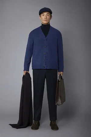 DOPPELGÄNGER Cardigan uomo scollo a v con una componente di lana di alpaca regular fit