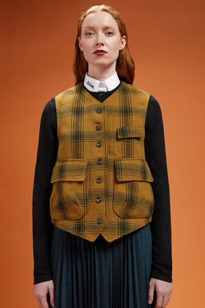 DOPPELGÄNGER Gilet donna monopetto Wool Blend a quadri regular fit