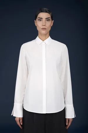 DOPPELGÄNGER Camicia donna classica con collo bebé tinta unita
